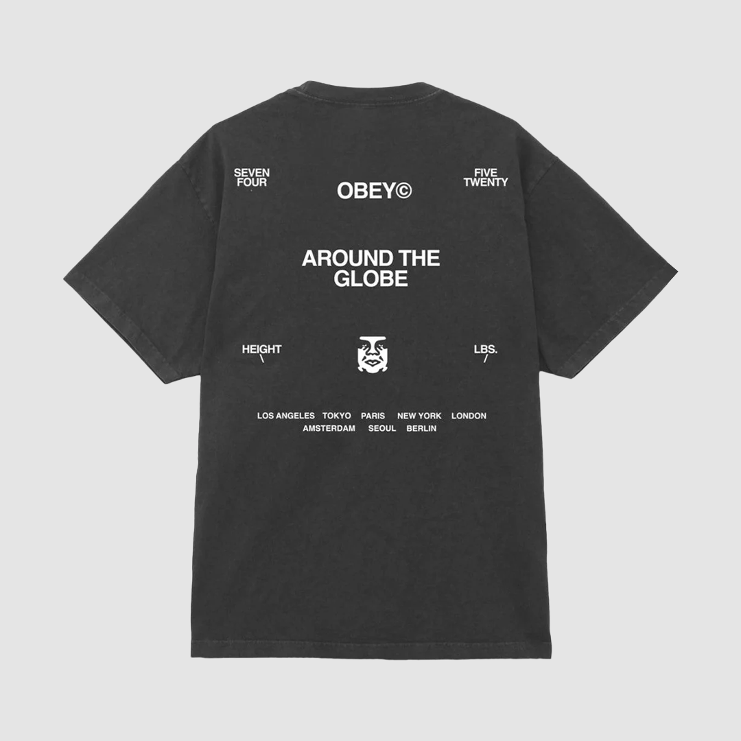 Obey Around The Globe  T-Shirt Pigment True Vintage Black