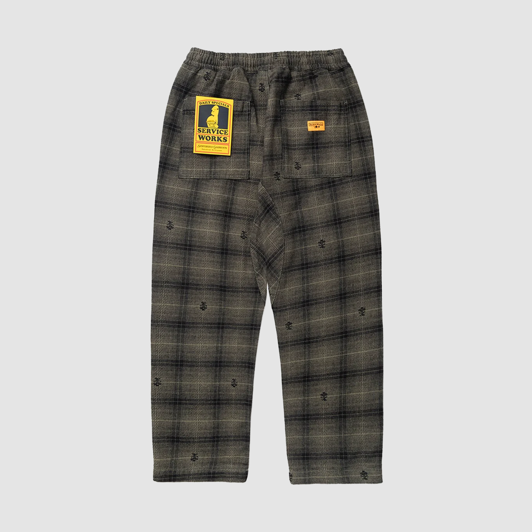 Thistle Plaid Chef Pants Olive