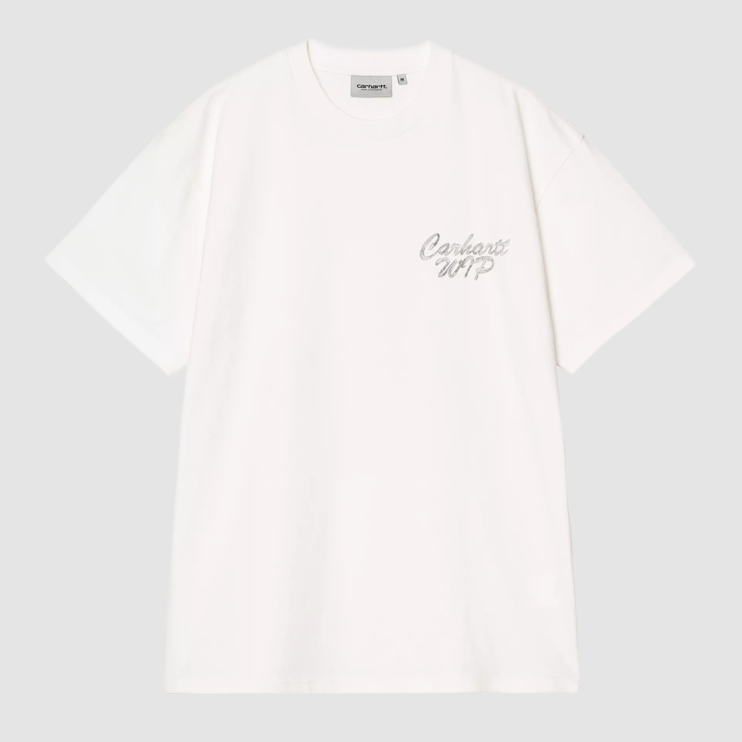 S/S Hatching Script T-Shirt Wax Garment Dyed
