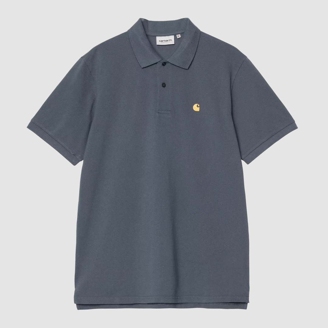 S/S Chase Pique Polo Cozy Blue / Gold