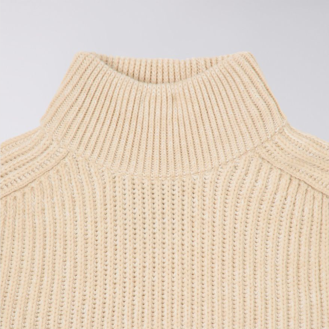 Roni High Collar Sweater Beige Garment Washed