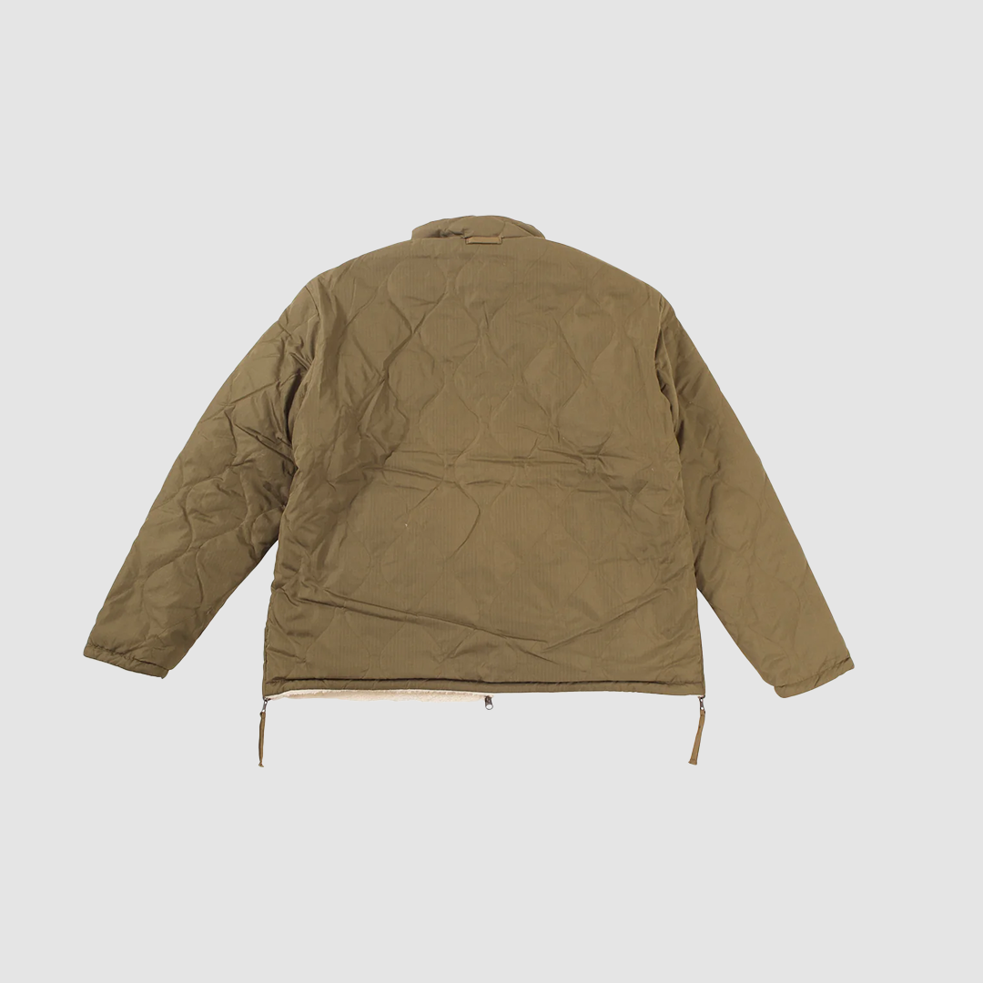 Military Reversible Hi Neck Down Jacket D. Olive / Cream