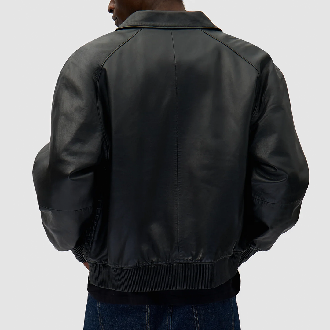 Square Leather Jacket Black