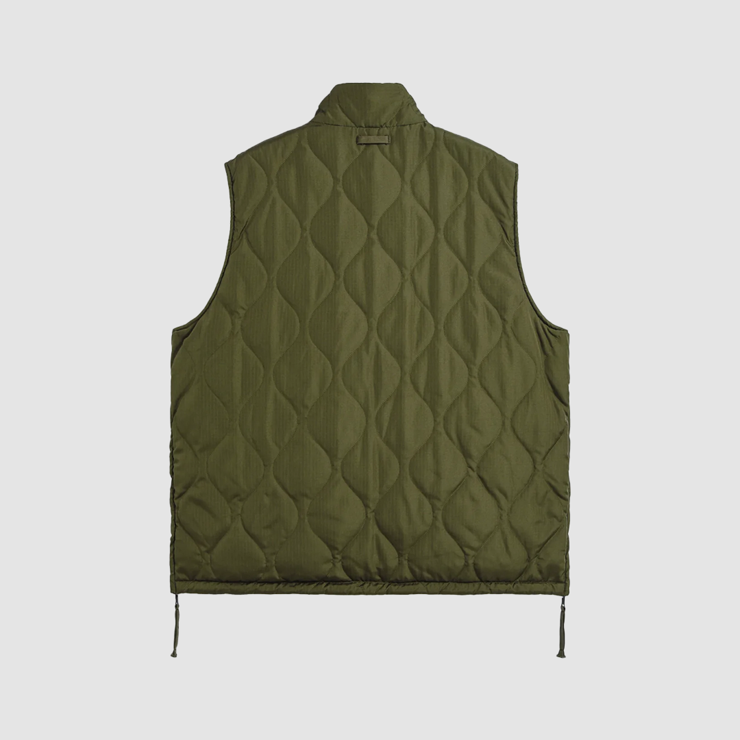 Military Reversible Hi Neck Down Vest D. Olive / Cream