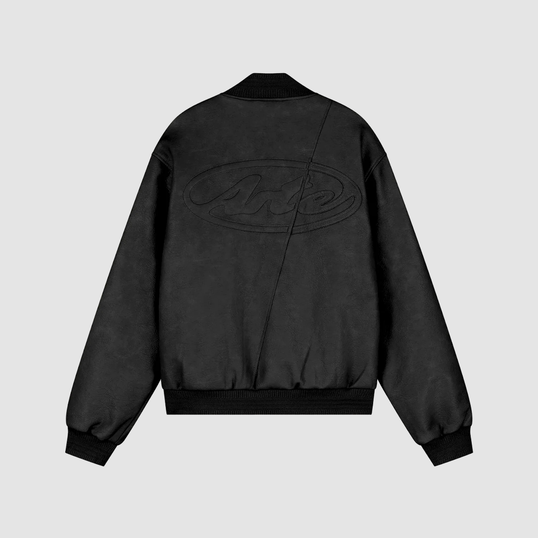 Leather Varsity Jacket Black