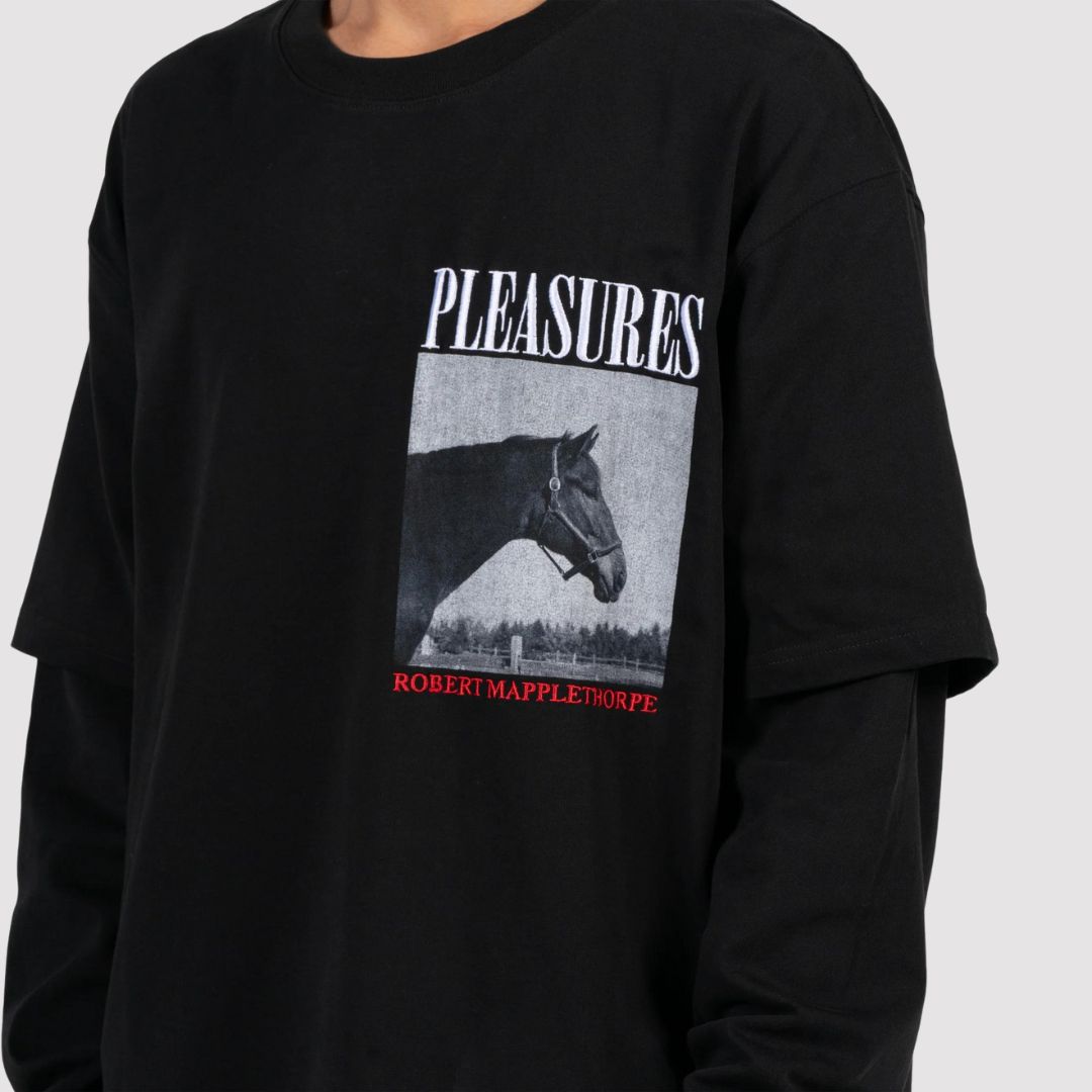 Horses Layered LS T-Shirt Black