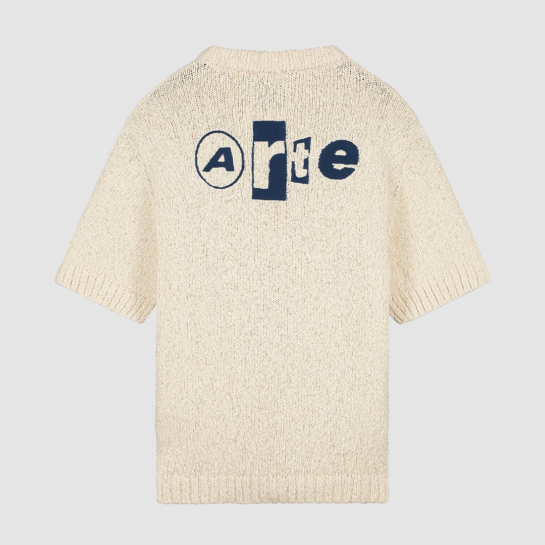 Back Graphic Knit T-Shirt Cream