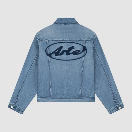 Circle Logo Jeans Jacket Denim Bleach