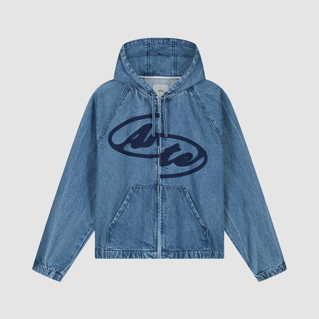 Split Logo Denim Hood Jacket Navy