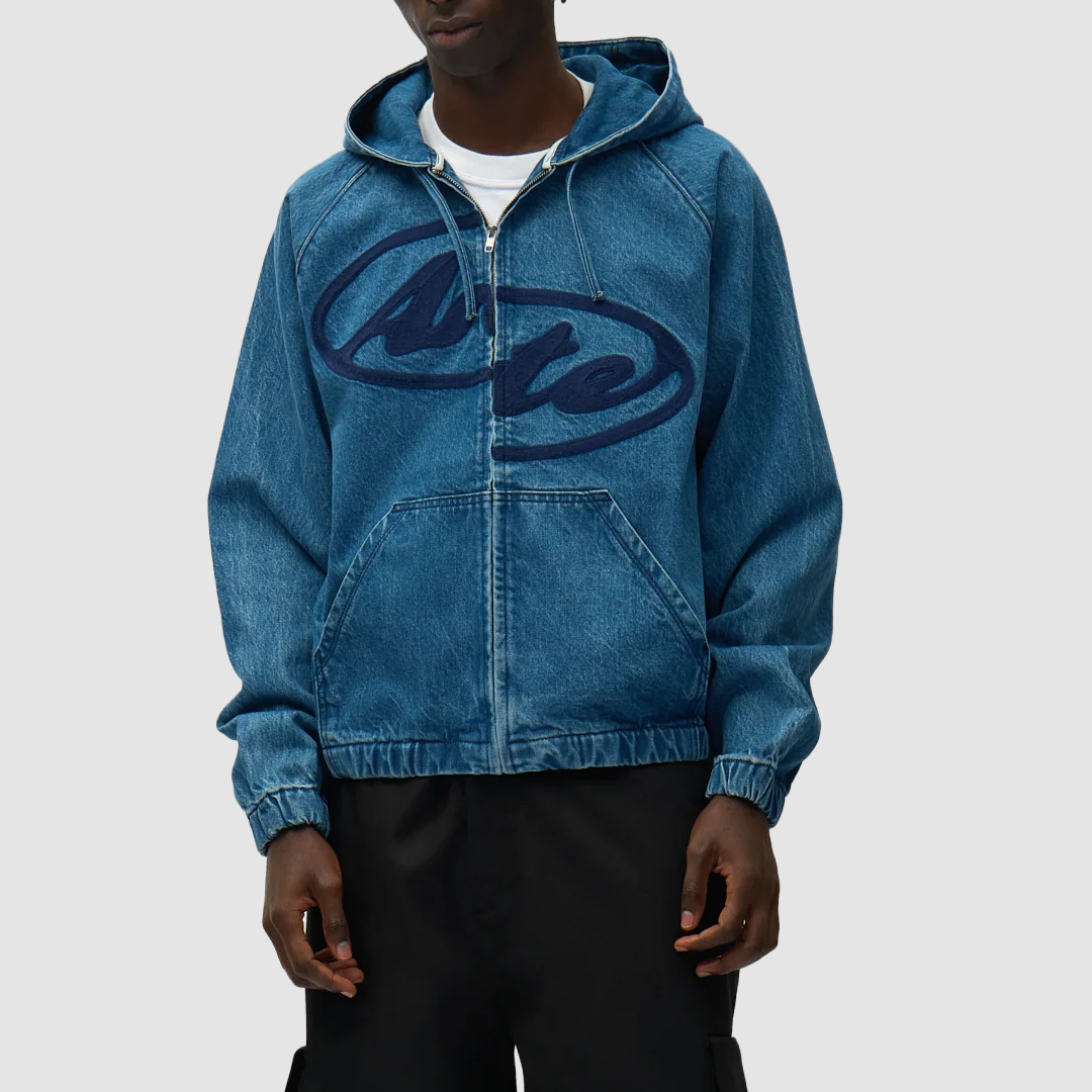 Split Logo Denim Hood Jacket Navy