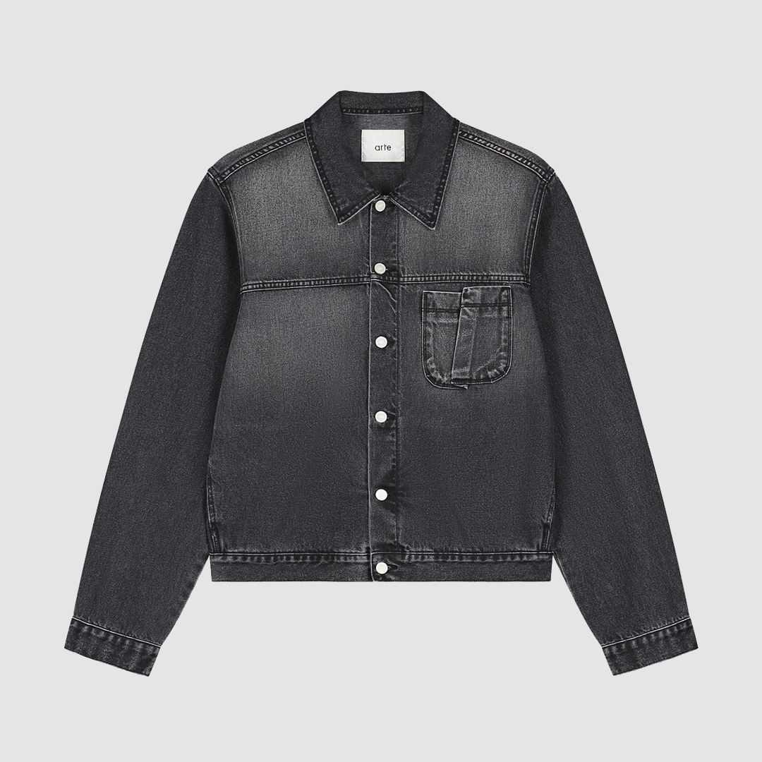 Fold Pocket Denim Jacket Fade Black