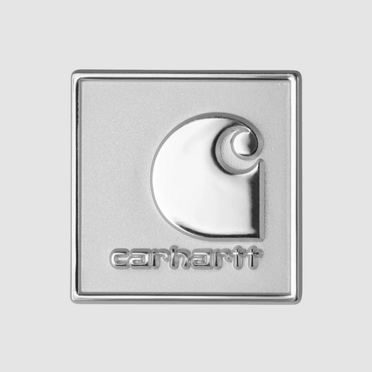 Square Label Pin Silver