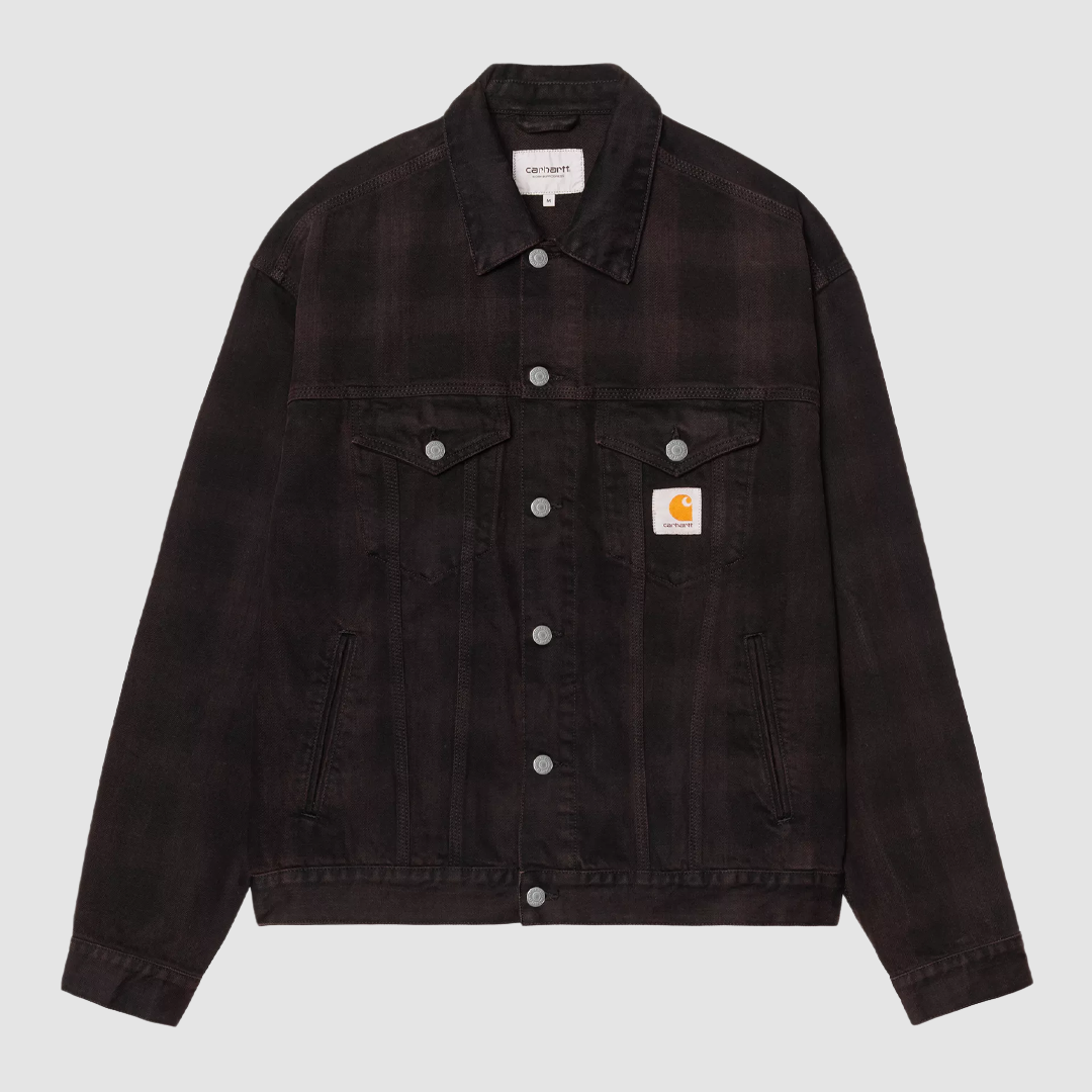 Everson Trucker Jacket Print Black / Palisander Garment Dyed