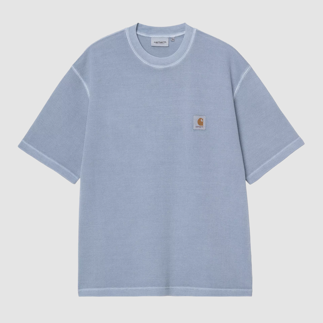 S/S Nelson Waffle T-Shirt Gentle Blue Garment Dyed