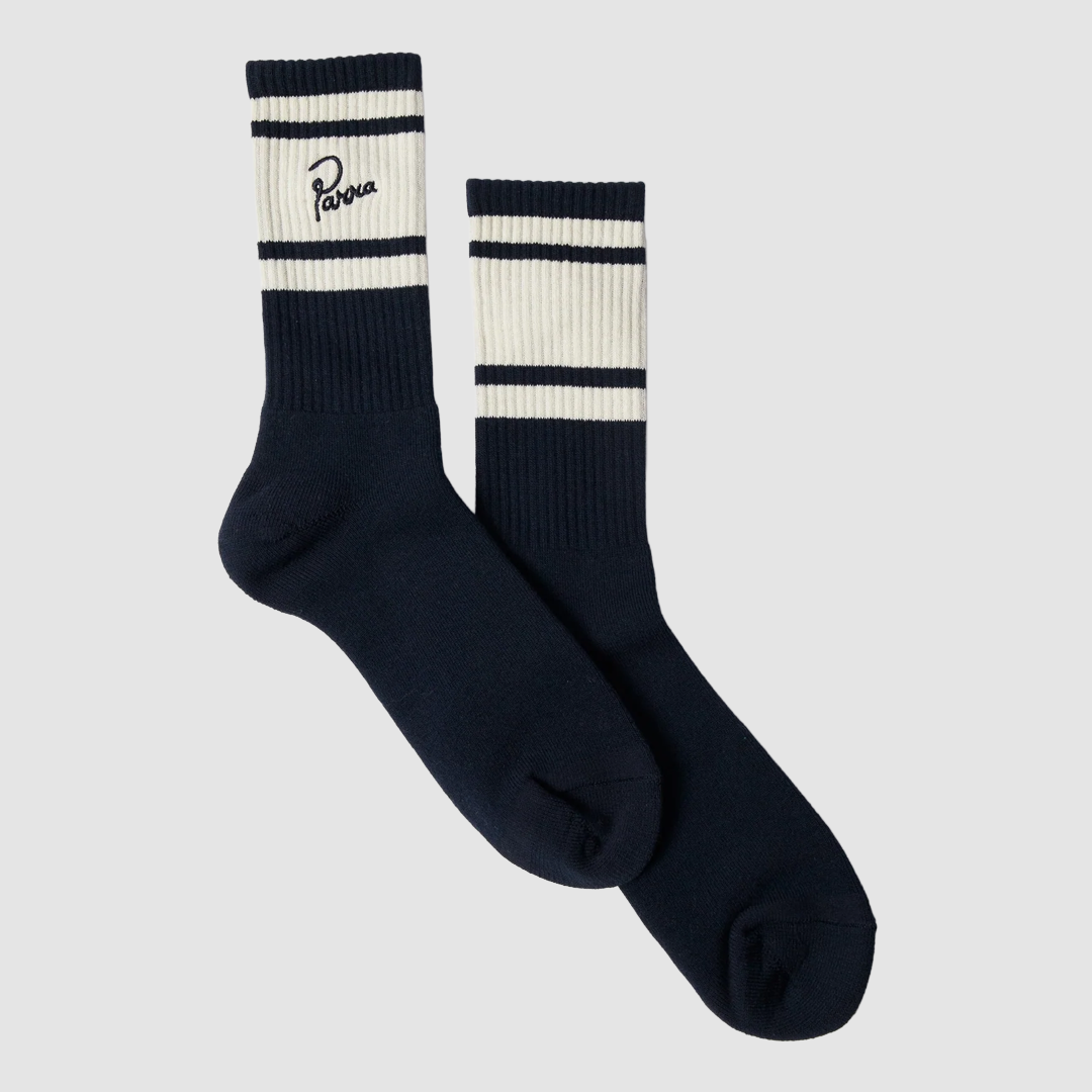 Signature Striped Crew Socks Navy Blue