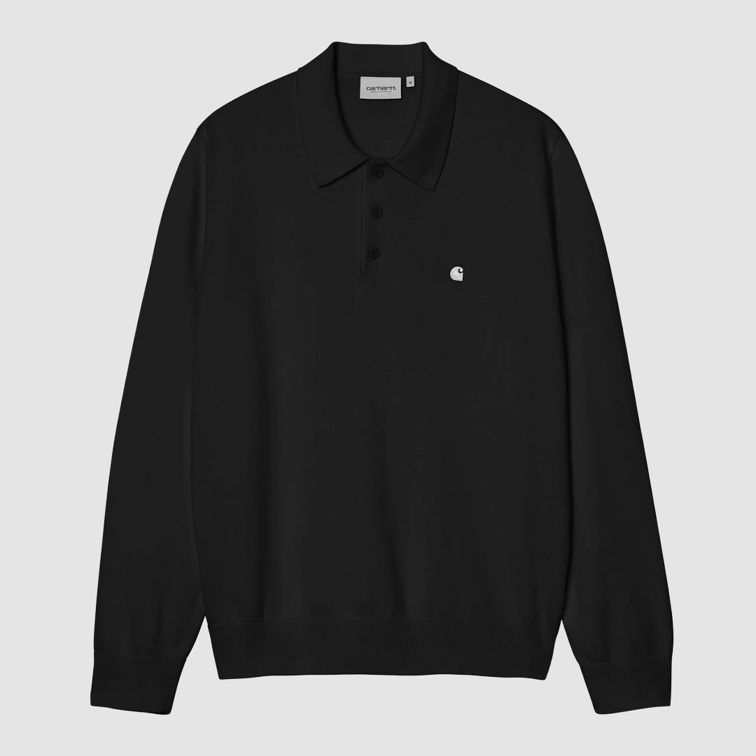 L/S Madison Polo Knit Black / White