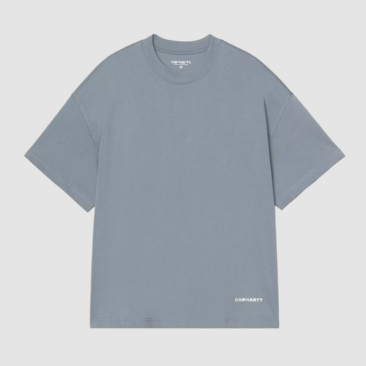 S/S Link Script T-Shirt Velvet Blue / White