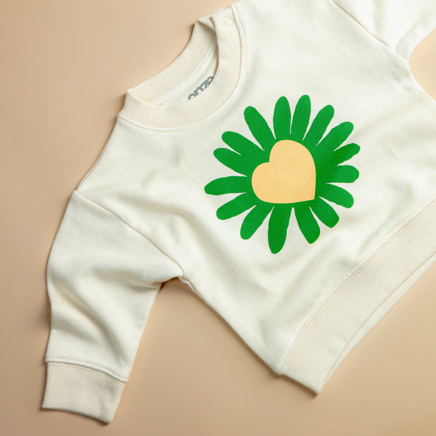Heart Flower Crew Baby Natural / Green
