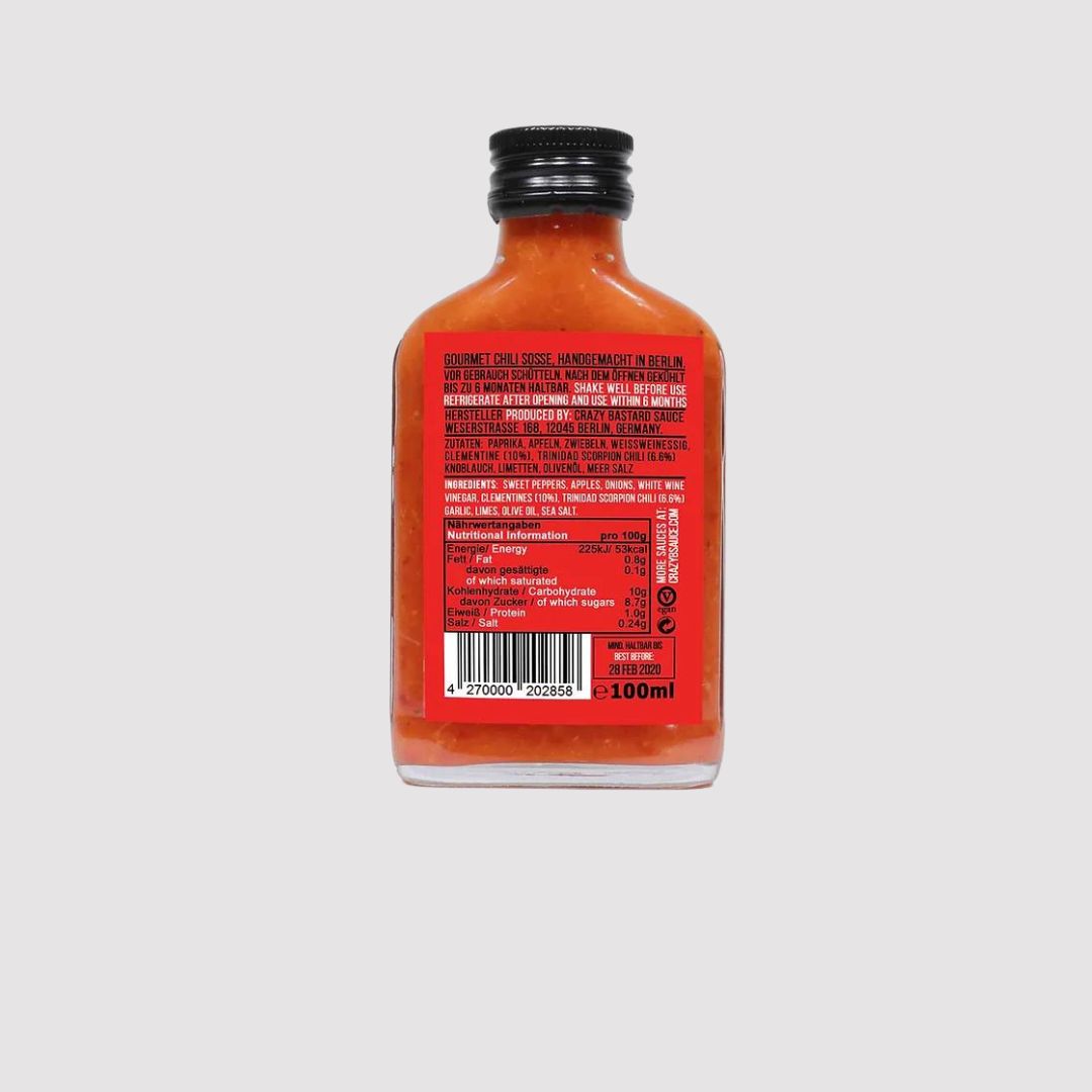 Crazy Bastard Hot Sauce - Trinidad Scorpion & Clémentine 100ml