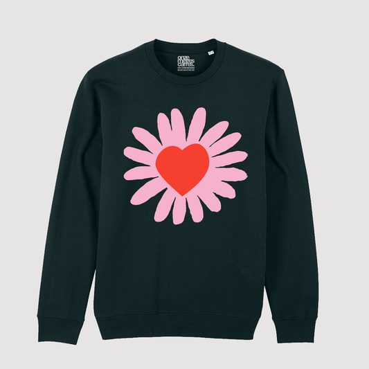 Heart Flower Crewneck Black / Pink