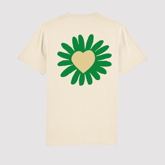 Heart Flower T-Shirt Natural / Green