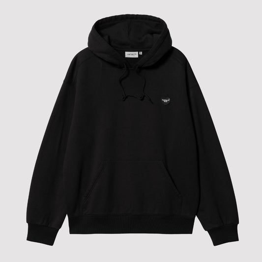 Hooded Heart Patch Sweat Cotton Black