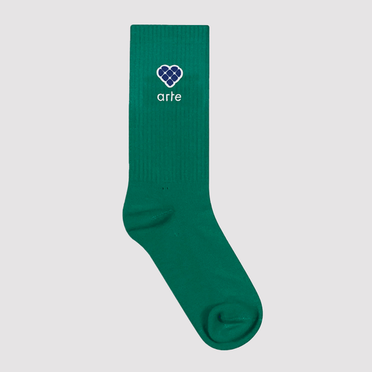 Arte Heart Circle Patch Socks Green