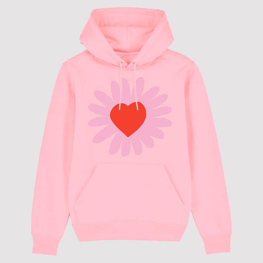 Heart Flower Hoodie Pink / Pink