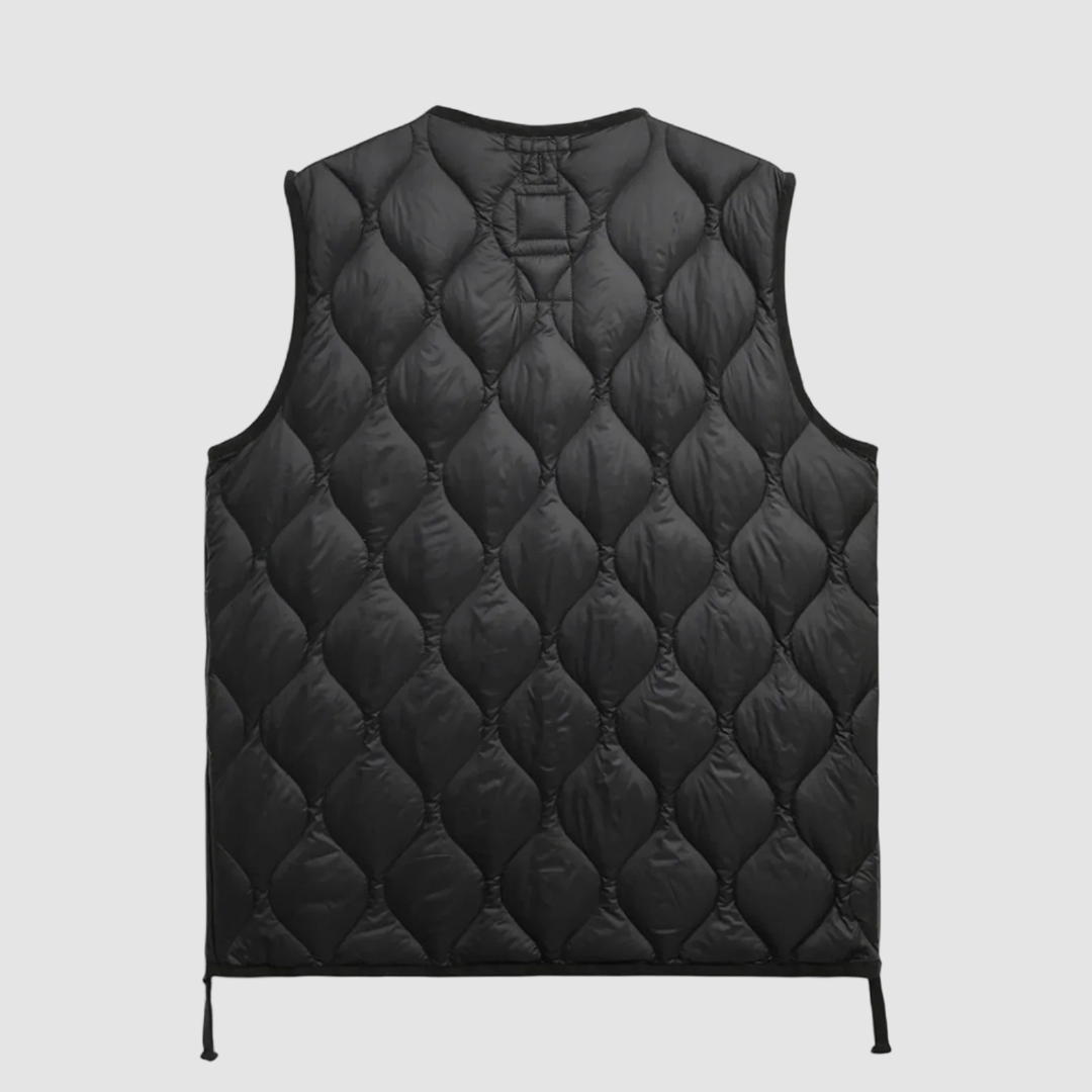 Military V Neck W-Zip Down Vest Black