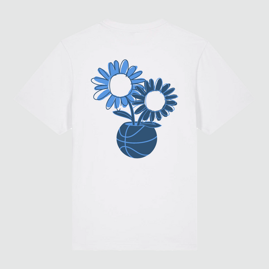 T-shirt White Vase Draw Blue