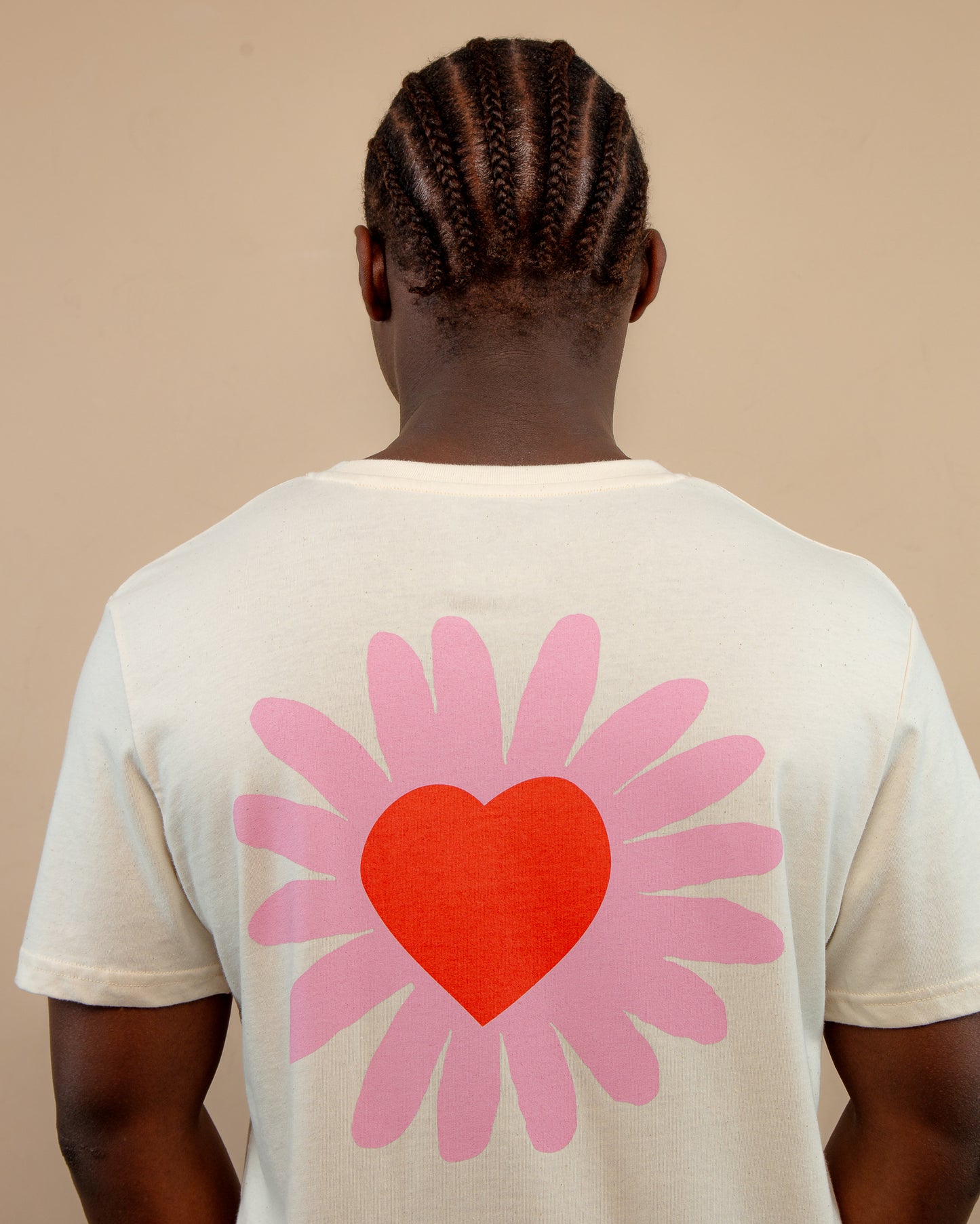 Heart Flower T-Shirt Natural / Pink