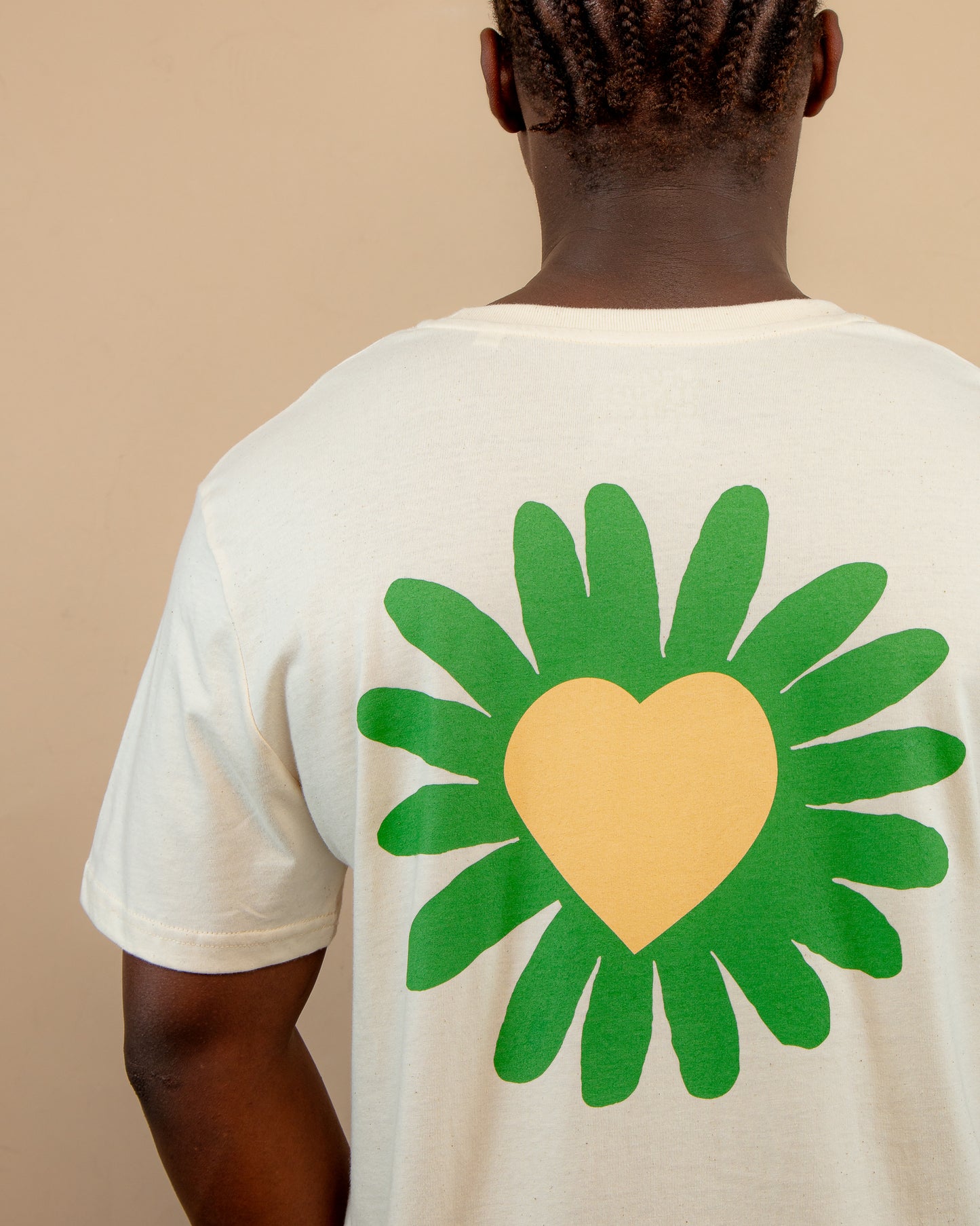 Heart Flower T-Shirt Natural / Green