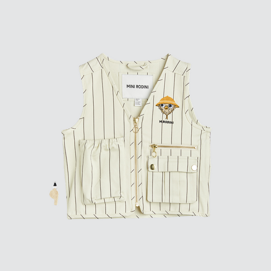 Owl Emb Utility Vest Off White