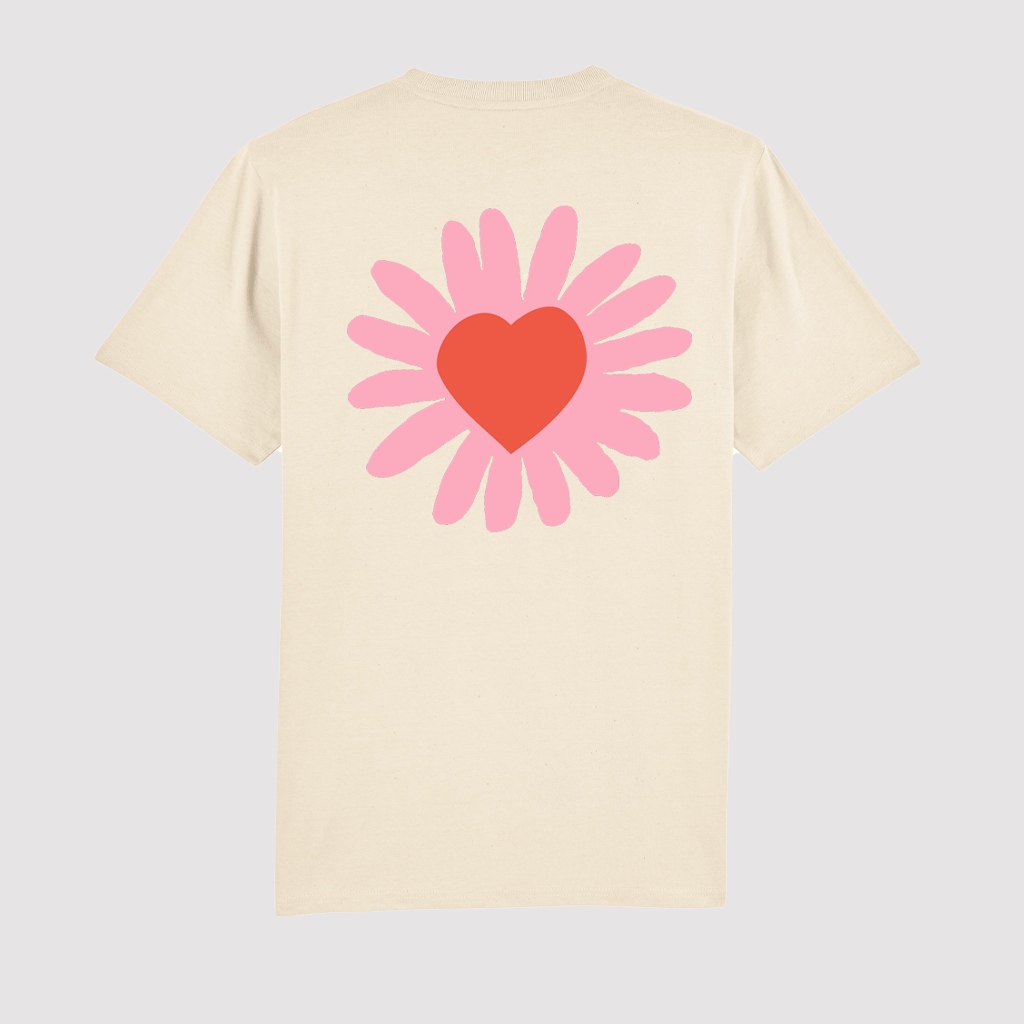 Heart Flower T-Shirt Natural / Pink