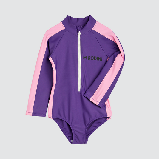 Stripe LS UV Swimsuit Purple