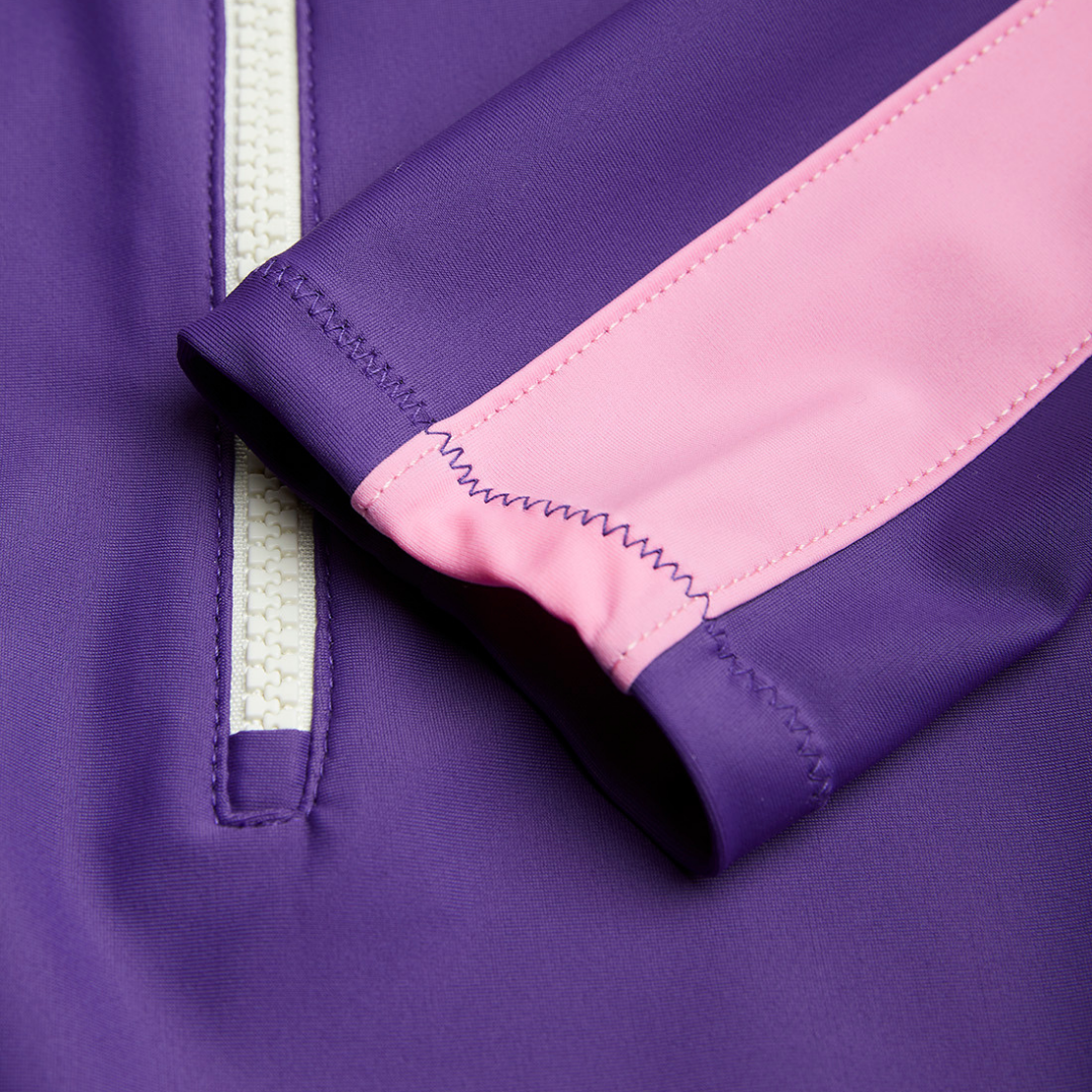 Stripe LS UV Swimsuit Purple