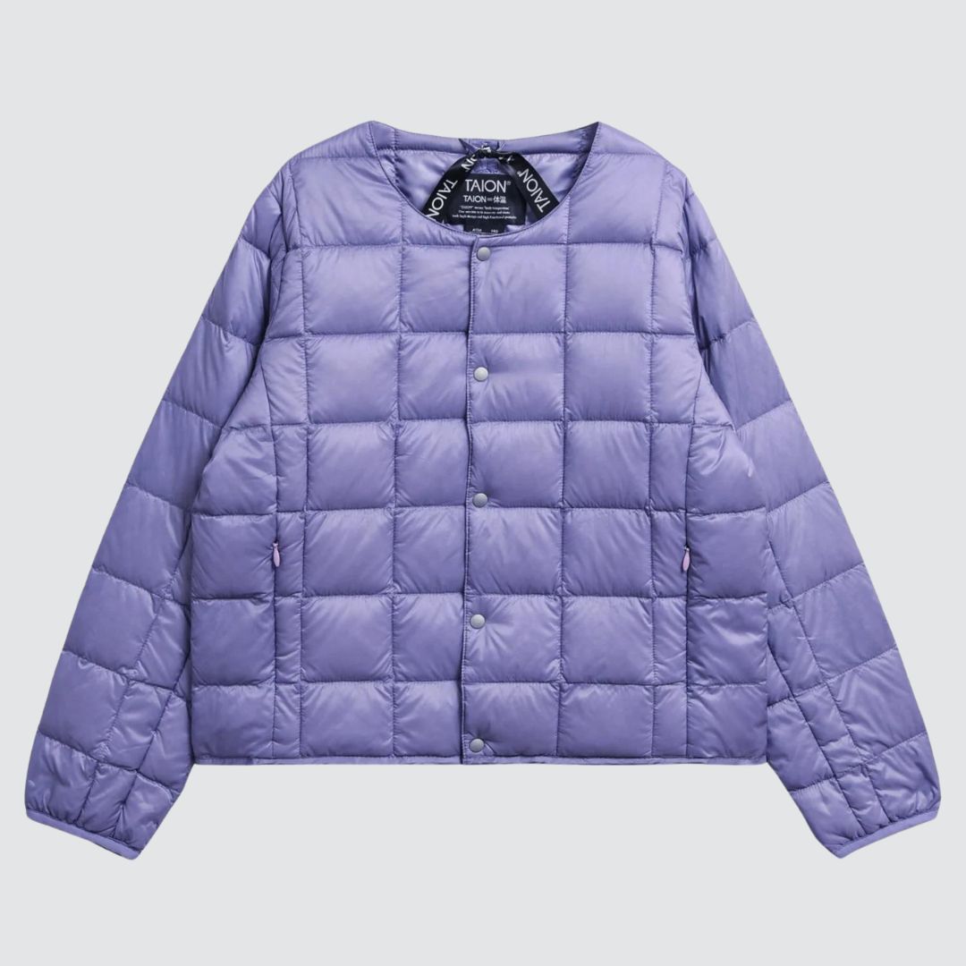 Kids Crew Neck Button Down Jacket Lavender