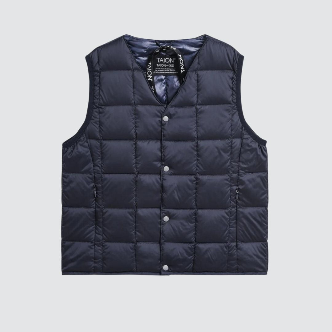 Kids V-Neck Button Down Vest Navy