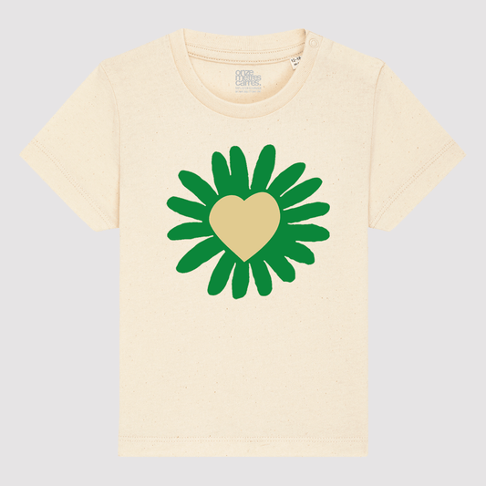 Heart Flower SS T-Shirt Baby Natural / Green