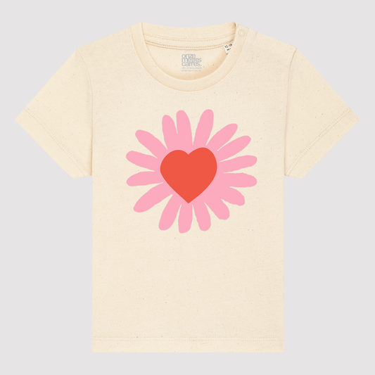 Heart Flower SS T-Shirt Baby Natural / Pink