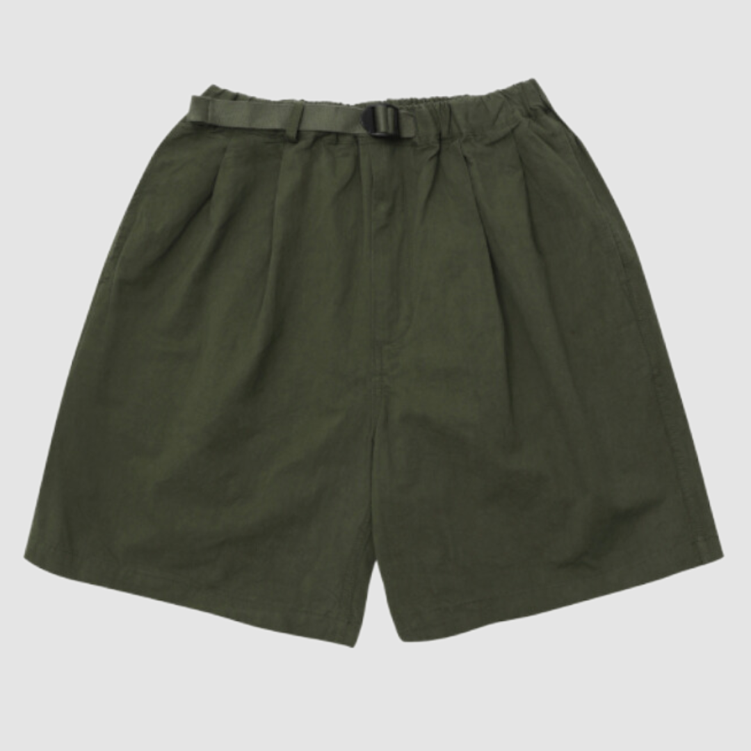 Two Tuck Wide Half Pants Khaki