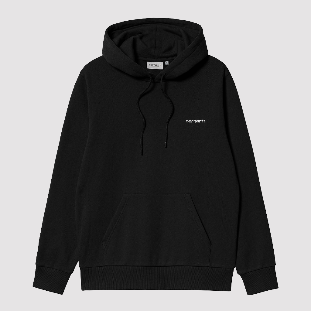 Hooded Script Embroidery Sweat Black / White