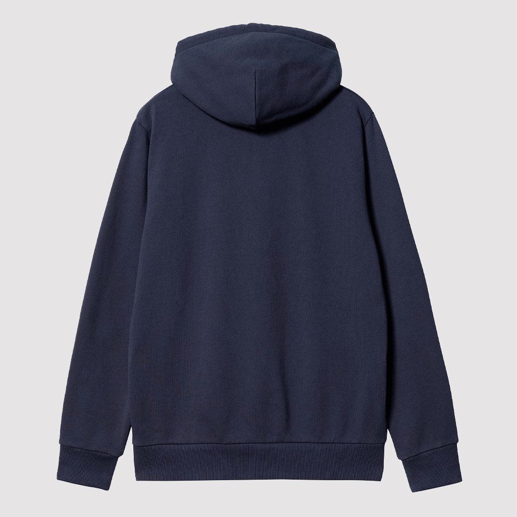 Hooded Script Embroidery Sweat Blue / White