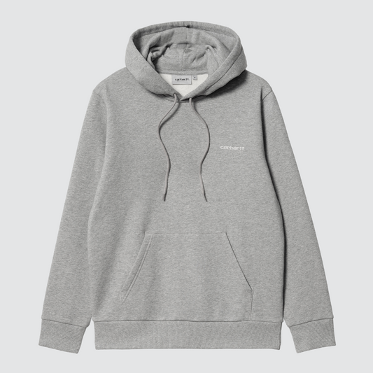 Hooded Script Embroidery Sweat Grey Heather / White