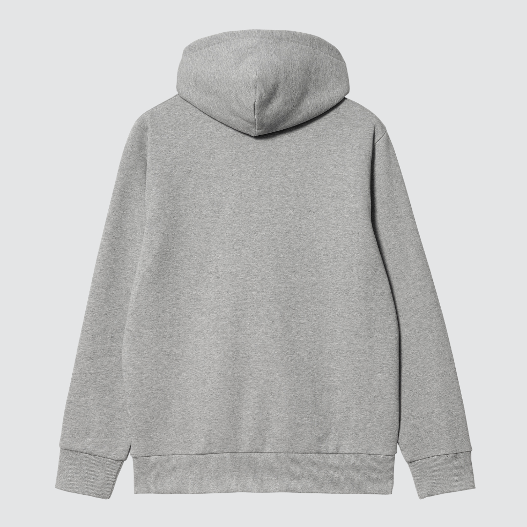 Hooded Script Embroidery Sweat Grey Heather / White