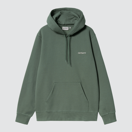 Hooded Script Embroidery Sweat Park / White