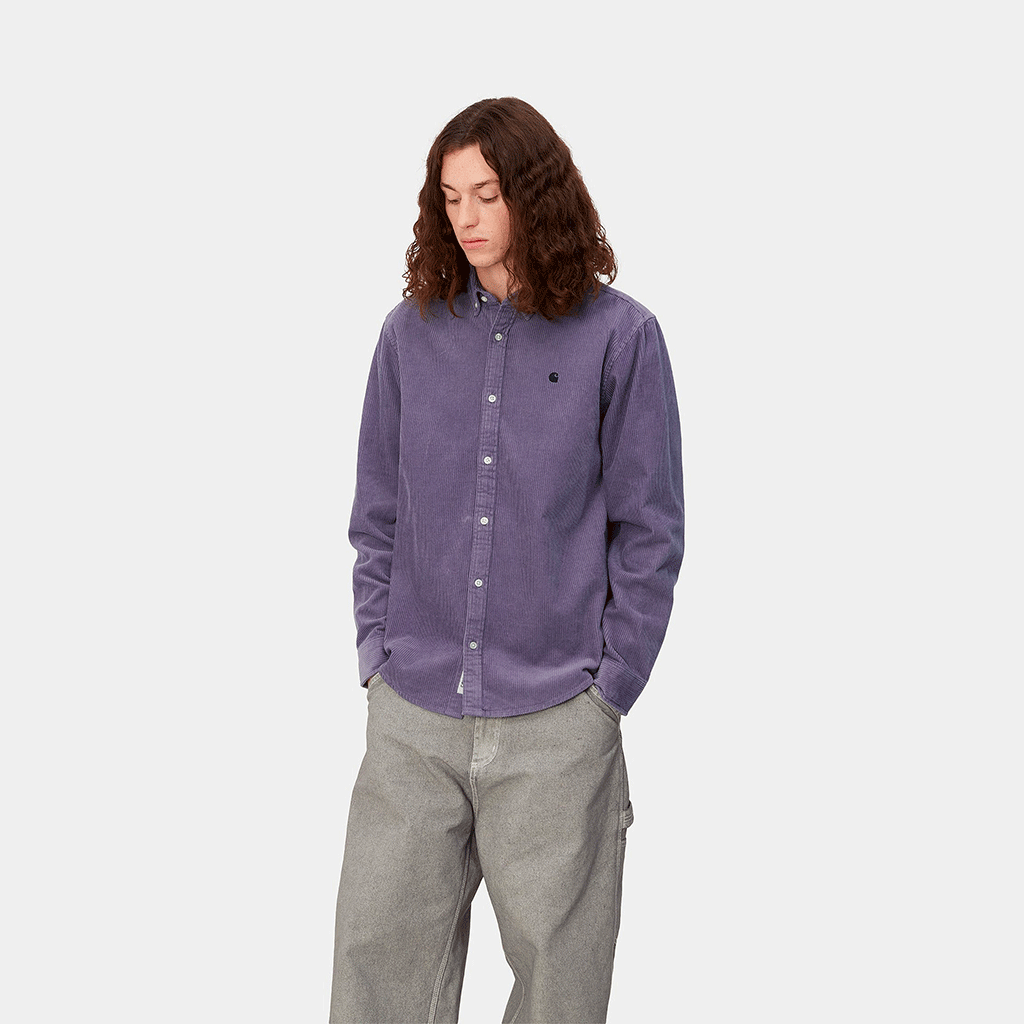 L/S Madison Cord Shirt Glassy Purple / Black