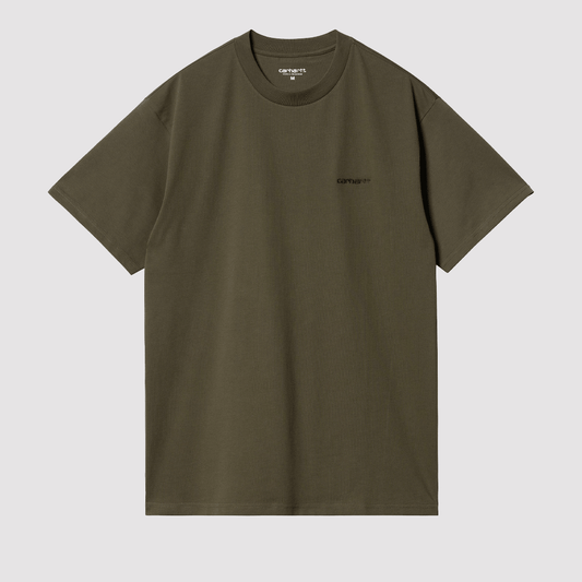 S/S Script Embroidery T-Shirt Cypress / Black