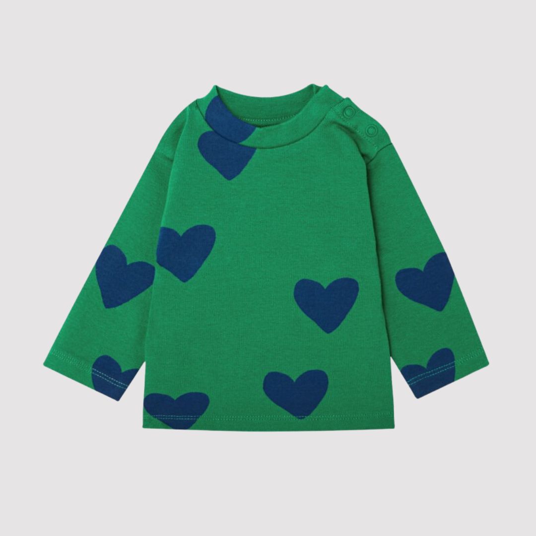 Blue Hearts LS Baby T-Shirt Green