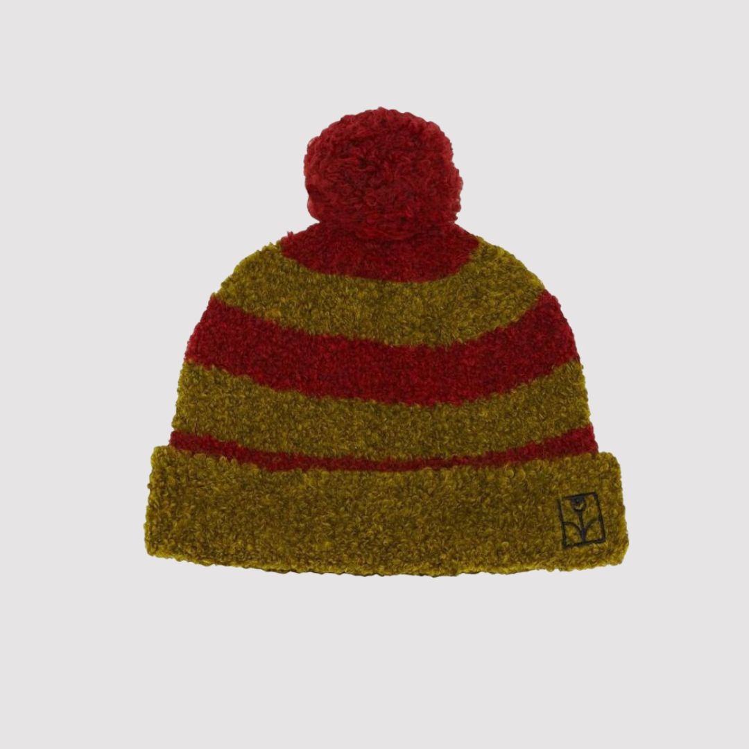 Red Stripes Beanie Olive